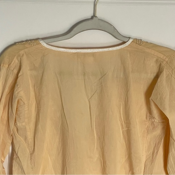 Calypso Women's Silk Embroidered Top Yellow 3/4 Sleeve Size XS - 47479 - Picture 8 of 14